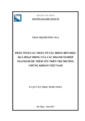 Luận văn thạc sĩ phân tích các nhân tố tác động đến hiệu quả hoạt động của các doanh nghiệp ngành dược niêm yết trên thị trường chứng khoán việt nam