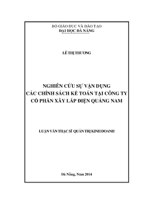 Luận văn thạc sĩ nghiên cứu sự vận dụng các chính sách kế toán tại công ty cổ phần xây lắp điện quảng nam