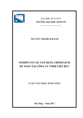 Luận văn thạc sĩ nghiên cứu sự vận dụng chính sách kế toán tại công ty tnhh việt đức