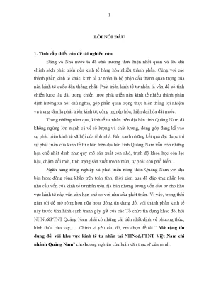 Luận văn thạc sĩ mở rộng tín dụng đối với khu vực kinh tế tư nhân tại nhnn ptnt việt nam chi nhánh quảng nam