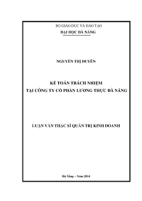 Luận văn thạc sĩ kế toán trách nhiệm tại công ty cổ phần lương thực đà nẵng