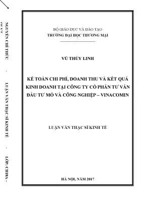 Luận văn thạc sĩ kế toán chi phí doanh thu và kết quả kinh doanh tại công ty cổ phần tƣ vấn đầu tƣ mỏ và công nghiệp vinacomin
