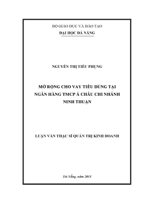 Luận văn thạc sĩ mở rộng cho vay tiêu dùng tại ngân hàng tmcp á châu cn ninh thuận