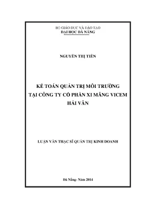 Luận văn thạc sĩ kế toán quản trị môi trường tại công ty cổ phần xi măng vicem hải vân