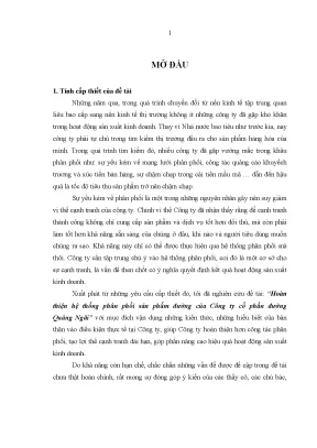 Luận văn thạc sĩ hoàn thiện hệ thống phân phối sản phẩm đường của công ty cổ phần đường quảng ngãi