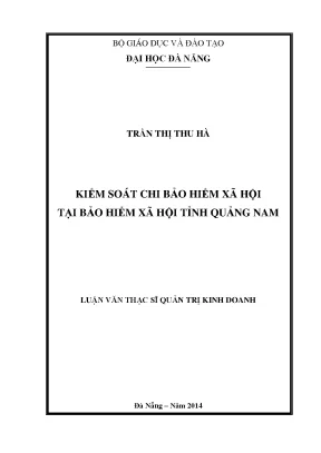 Luận văn thạc sĩ kiểm soát chi bảo hiểm xã hội tại bảo hiểm xã hội tỉnh quảng nam