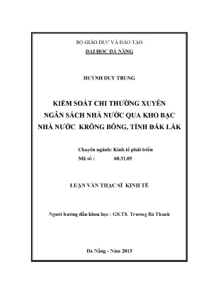 Luận văn thạc sĩ kiểm soát chi thường xuyên ngân sách nhà nước qua kho bạc nhà nước krông bông tỉnh đăk lăk