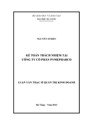 Luận văn thạc sĩ kế toán trách nhiệm tại công ty cổ phần pymepharco