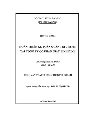 Luận văn thạc sĩ hoàn thiện kế toán quản trị chi phí tại công ty cổ phần giày bình định