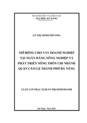 Luận văn thạc sĩ mở rộng cho vay doanh nghiệp tại ngân hàng nnptnt chi nhánh quận cẩm lệ