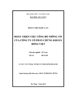 Luận văn thạc sĩ hoàn thiện việc công bố thông tin của công ty cổ phần chứng khoán rồng việt