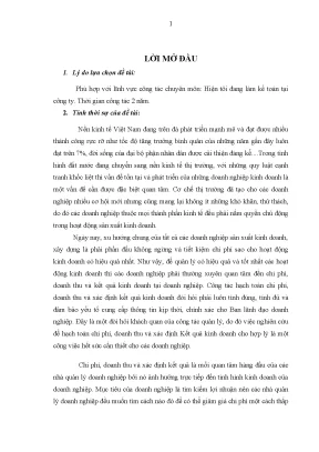 Luận văn thạc sĩ kế toán chi phí doanh thu và xác định kết quả kinh doanh tại các doanh nghiệp thuộc tổng công ty cổ phần may hƣng yên