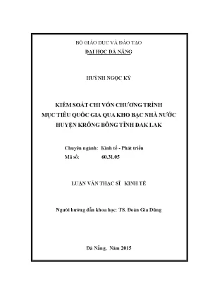 Luận văn thạc sĩ kiểm soát chi vốn chương trình mục tiêu quốc gia qua kho bạc nhà nước huyện krông bông tỉnh đăk lắk