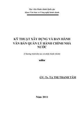 Luận văn thạc sĩ kỹ thuật xây dựng và ban hành văn bản quản lý hành chính nhà nước
