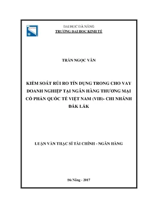 Luận văn thạc sĩ kiểm soát rủi ro tín dụng trong cho vay khách hàng doanh nghiệp tại ngân hàng thương mại cổ phần quốc tế việt nam chi nhánh đăk lăk