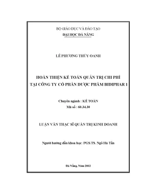 Luận văn thạc sĩ hoàn thiện kế toán quản trị chi phí tại công ty cổ phần dược phẩm bidiphar1