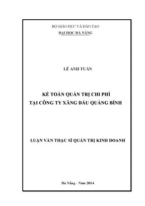 Luận văn thạc sĩ kế toán quản trị chi phí tại công ty xăng dầu quảng bình