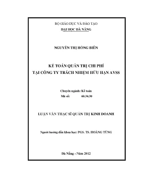 Luận văn thạc sĩ kế toán quản trị chi phí tại công ty trách nhiệm hữu hạn avss
