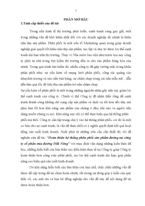 Luận văn thạc sĩ hoàn thiện hệ thống phân phối sản phẩm đường tại công ty cổ phần mía đường đăk nông