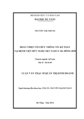 Luận văn thạc sĩ hoàn thiện tổ chức thông tin kế toán tại bệnh viện việt nam cu ba đồng hới