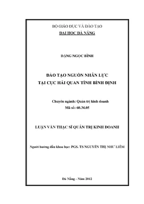 Luận văn thạc sĩ đào tạo nguồn nhân lực tại cục hải quan tỉnh bình định