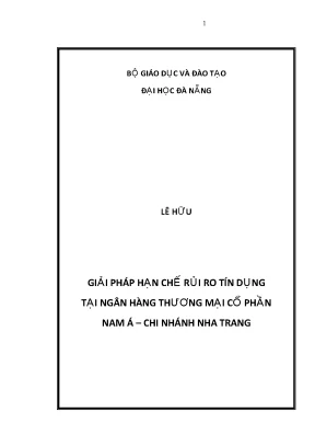 Luận văn thạc sĩ giải pháp hạn chế rủi ro tín dụng tại ngân hàng nam á chi nhánh nha trang