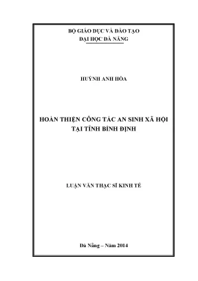 Luận văn thạc sĩ hoàn thiện công tác an sinh xã hội tỉnh bình định
