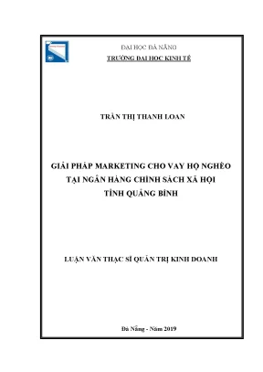 Luận văn thạc sĩ giải pháp marketing cho vay hộ nghèo tại ngân hàng chính sách xã hội tỉnh quảng bình