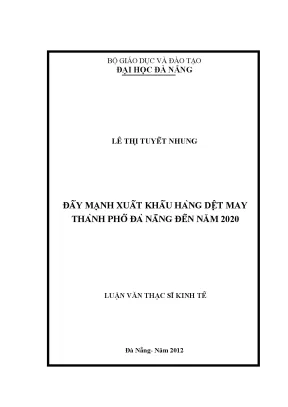 Luận văn thạc sĩ đẩy mạnh xuất khẩu hàng dệt may thành phố đà nẵng