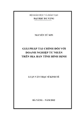 Luận văn thạc sĩ giải pháp tài chính đối với doanh nghiệp tư nhân trên địa bàn tỉnh bình định