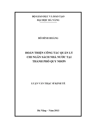 Luận văn thạc sĩ hoàn thiện công tác quản lý chi ngân sách nhà nước tại thành phố quy nhơn