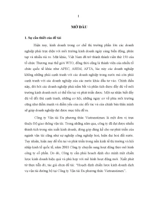 Luận văn thạc sĩ hoạch định chiến lược kinh doanh dịch vụ vận tải đường bộ tại công ty vận tải đa phương thức vietranstimex