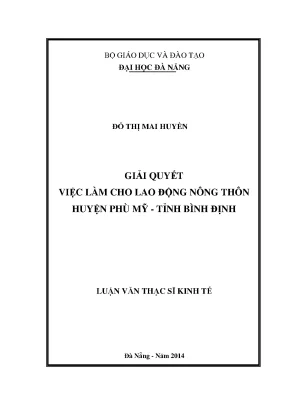 Luận văn thạc sĩ giải quyết việc làm cho lao động nông thôn huyên phù mỹ tỉnh bình định