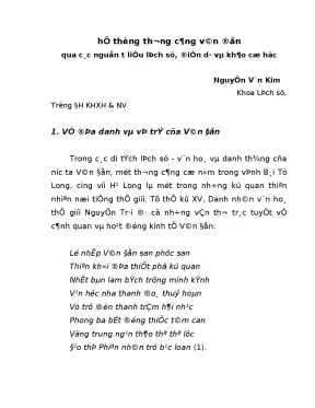 Hệ thống thương cảng vân đồn qua các nguồn tư liệu lịch sử điền dã và khảo cổ học