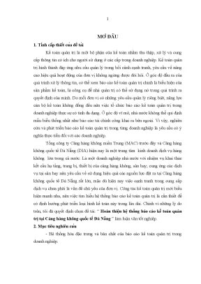 Luận văn thạc sĩ hoàn thiện hệ thống báo cáo kế toán quản trị tại cảng hàng không quốc tế đà nẵng