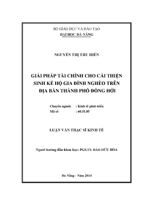Luận văn thạc sĩ giải pháp tài cho cải thiện sinh kế hộ gia đình nghèo trên địa bàn thành phố đà nẵng