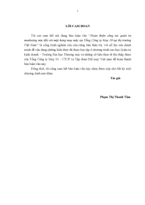 Luận văn thạc sĩ hoàn thiện công tác quản trị marketing mix đối với mặt hàng may mặc tại tổng công ty may 10 tại thị trƣờng việt nam
