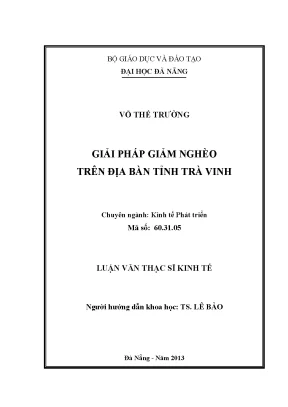 Luận văn thạc sĩ giải pháp giảm nghèo trên địa bàn tỉnh trà vinh