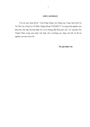 Luận văn thạc sĩ giải pháp nâng cao năng lực cung cấp dịch vụ tƣ vấn của công ty cổ phần chứng khoán vndirect