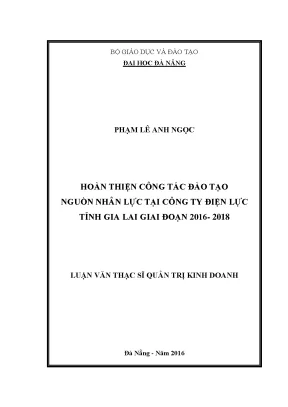Luận văn thạc sĩ hoàn thiện công tác đào tạo nguồn nhân lực tại công ty điện lực tỉnh gia lai giai đoạn 2016 2018