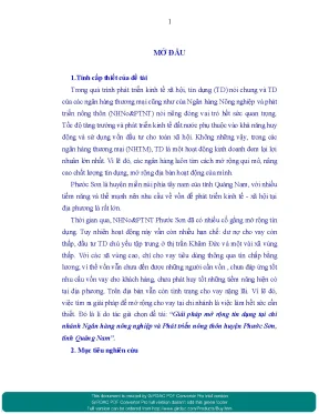 Luận văn thạc sĩ giải pháp mở rộng tín dụng tại chi nhánh ngân hàng nông nghiệp và phát triển nông thôn huyện phước sơn tỉnh quảng nam