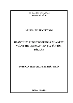 Luận văn thạc sĩ hoàn thiện công tác quản lý nhà nước ngành thương mại trên địa bàn tỉnh đắk lắk