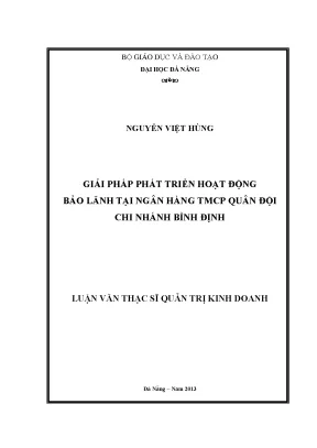 Luận văn thạc sĩ giải pháp phát triển hoạt động bão lãnh tại ngân hàng tmcp quân đội cn bình định