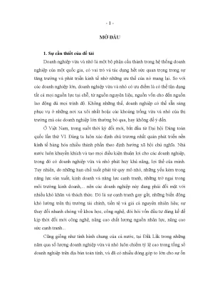 Luận văn thạc sĩ giải pháp tài chính hỗ trợ phát triển doanh nghiệp vừa và nhỏ trên địa bàn tỉnh đăk lăk từ nay đến năm 2015