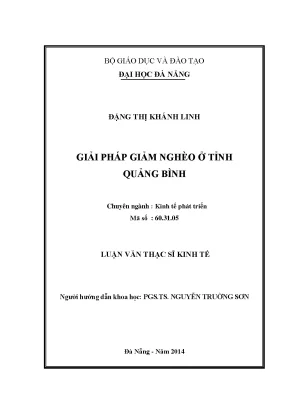 Luận văn thạc sĩ giải pháp giảm nghèo ở tỉnh quảng bình