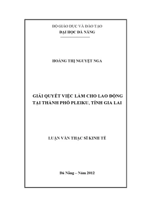 Luận văn thạc sĩ giải quyết việc làm cho lao động tại thành phố pleiku tỉnh gia lai
