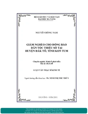 Luận văn thạc sĩ giảm nghèo cho đồng bào dân tộc thiểu số tại huyện đăk tô tỉnh kon tum