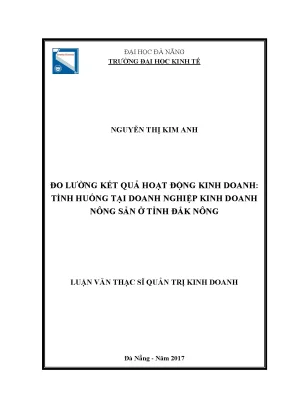 Luận văn thạc sĩ đo lường kết quả hoạt động kinh doanh tình huống tại doanh nghiệp kinh doanh nông sản tỉnh đắk nông