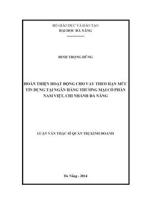 Luận văn thạc sĩ hoàn thiện hoạt động cho vay theo hạn mức tín dụng tại ngân hàng thương mại cổ phần nam việt chi nhánh đà nẵng
