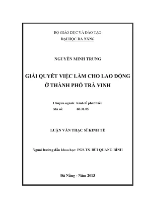 Luận văn thạc sĩ giải quyết việc làm cho lao động ở thành phố trà vinh tỉnh trà vinh